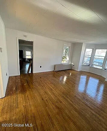 spare room with dark wood-type flooring