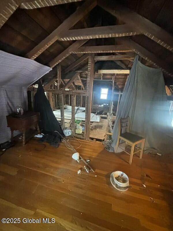 view of unfinished attic