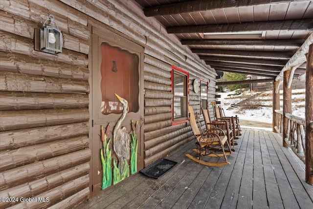 wooden deck with covered porch