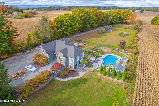 drone / aerial view featuring a rural view