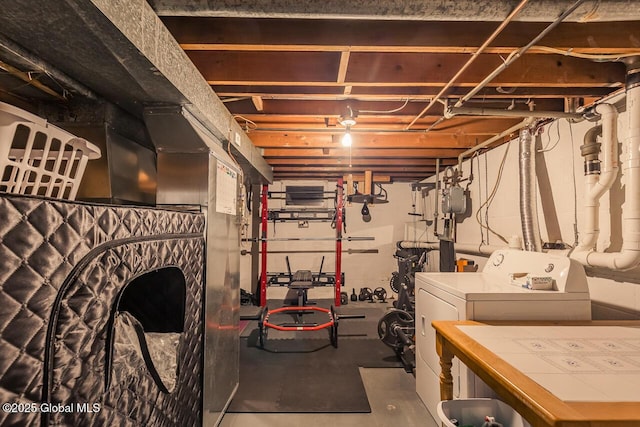 basement featuring separate washer and dryer