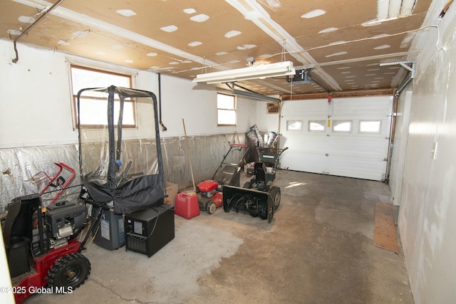 garage with a garage door opener