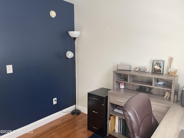 office area featuring hardwood / wood-style floors