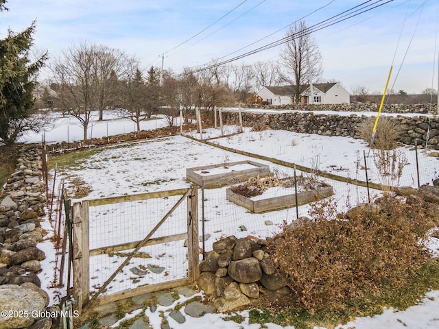 view of yard covered in snow