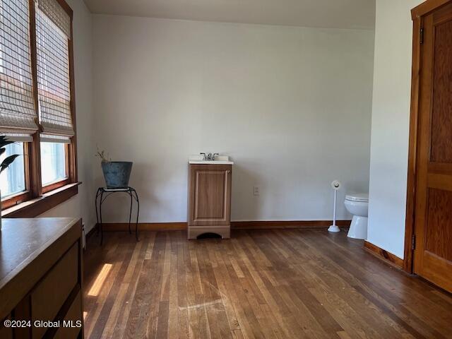 interior space with dark hardwood / wood-style floors