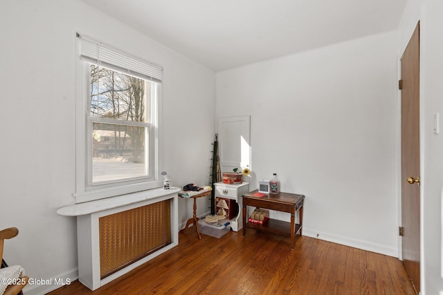 interior space featuring radiator and dark wood-type flooring