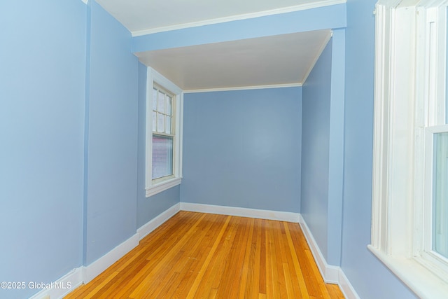 additional living space with a healthy amount of sunlight and light hardwood / wood-style flooring