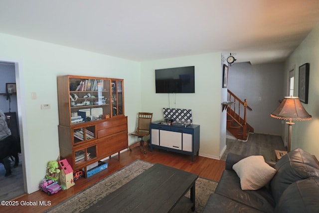 living room with hardwood / wood-style flooring