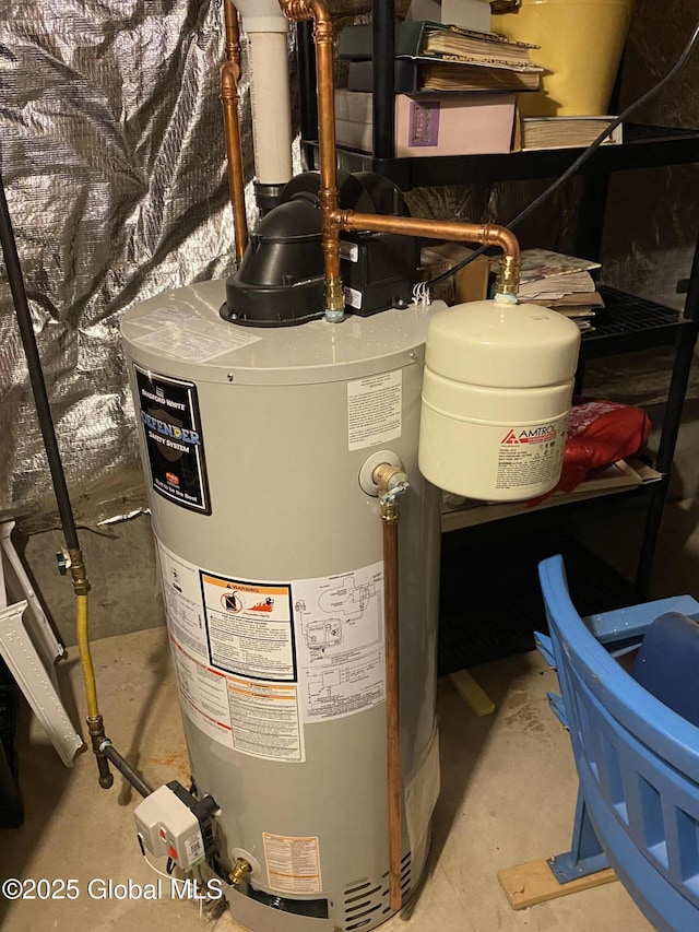 utility room featuring gas water heater