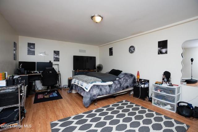 bedroom with hardwood / wood-style floors