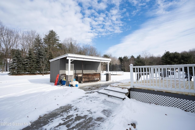 exterior space featuring a wooden deck