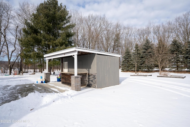 view of snow covered structure