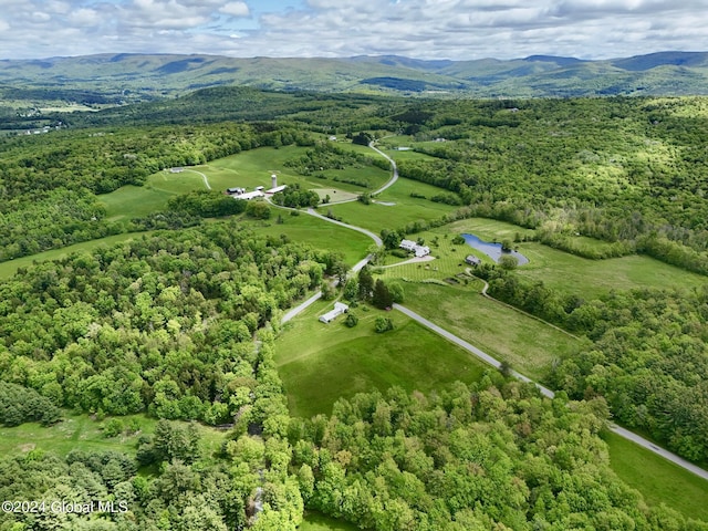 aerial view with a mountain view