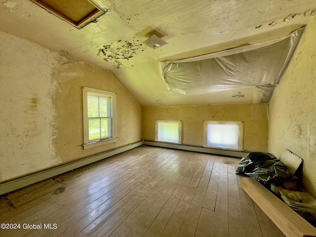 additional living space featuring wood-type flooring and lofted ceiling