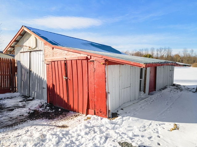 view of snow covered structure