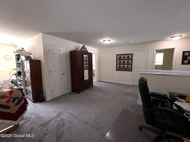 view of carpeted home office