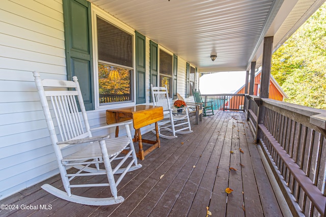 wooden deck with covered porch