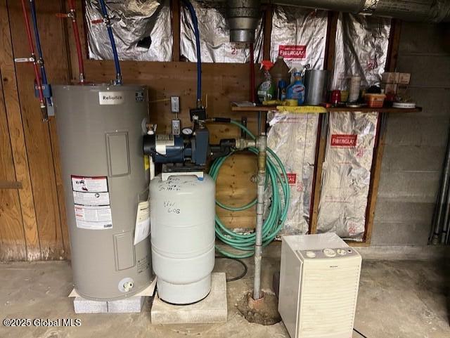 utility room with water heater