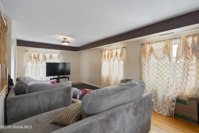 living room featuring light hardwood / wood-style floors