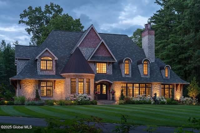 view of front of house featuring a front lawn