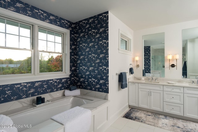 bathroom featuring vanity and tile patterned floors