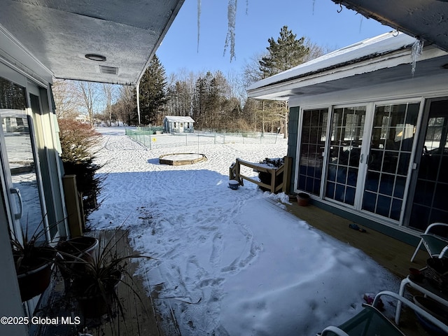 view of snowy yard