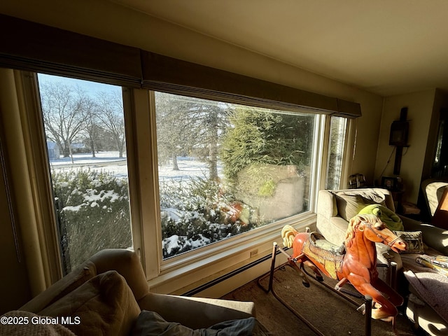 sunroom / solarium with a baseboard radiator