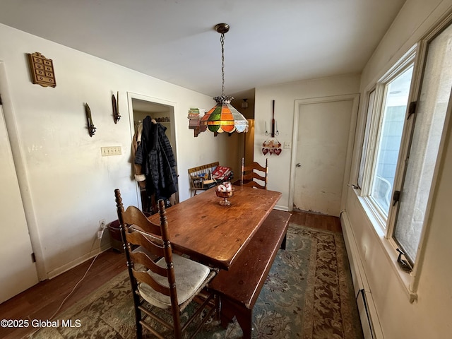 dining room with dark hardwood / wood-style floors