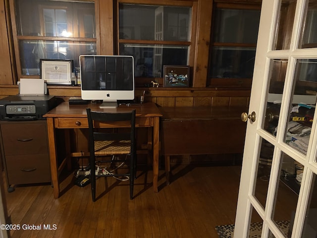 office featuring dark wood-type flooring