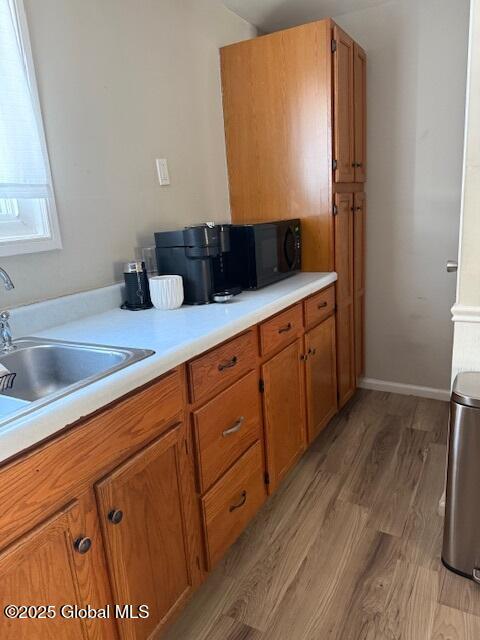 kitchen featuring sink and light wood-type flooring