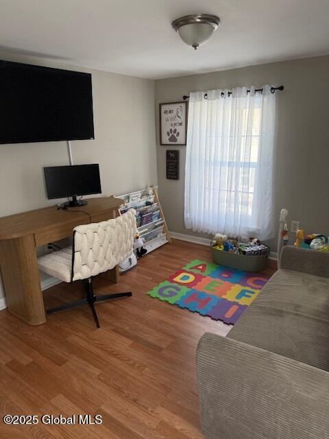 interior space with hardwood / wood-style floors