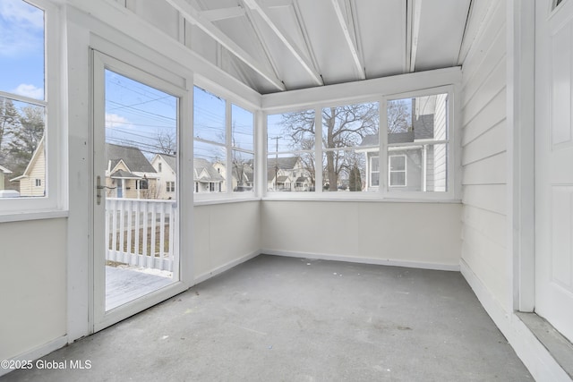 view of unfurnished sunroom