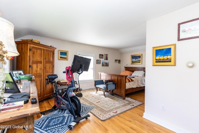 bedroom with hardwood / wood-style flooring