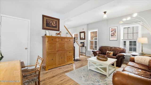 living room featuring light hardwood / wood-style flooring