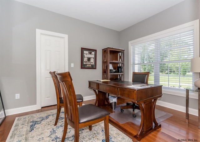 office space featuring hardwood / wood-style floors