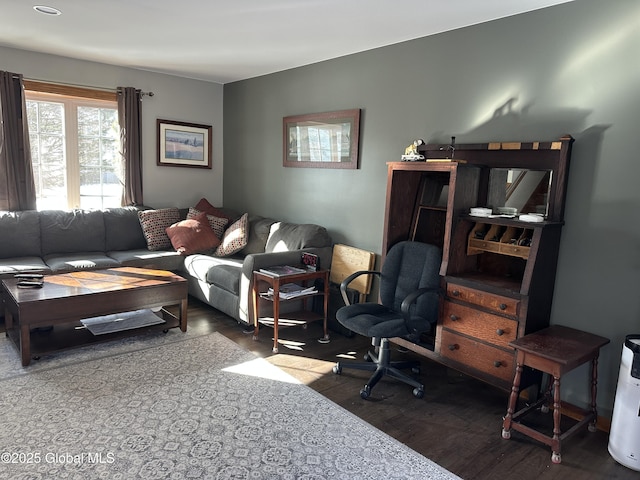 living room with hardwood / wood-style floors