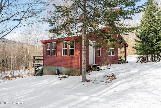 view of snow covered exterior