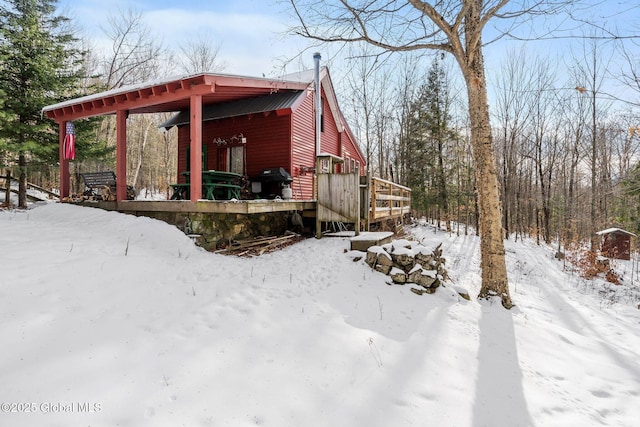 view of snow covered exterior