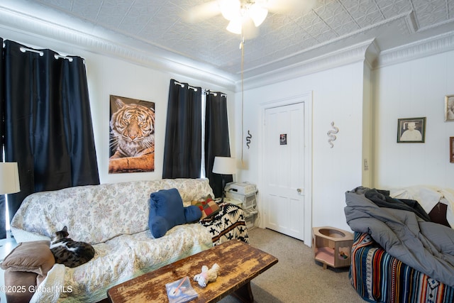 living room featuring carpet