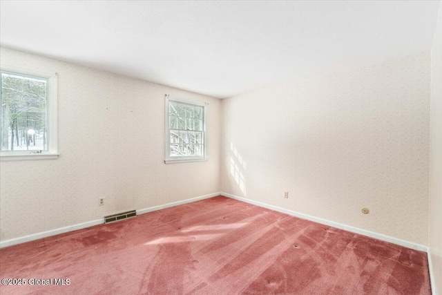 empty room with a healthy amount of sunlight and carpet floors