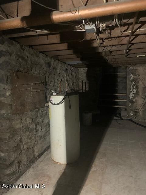 basement with water heater