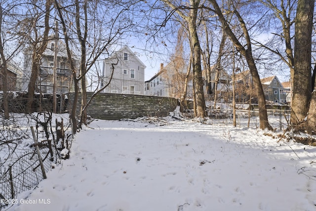 view of yard covered in snow