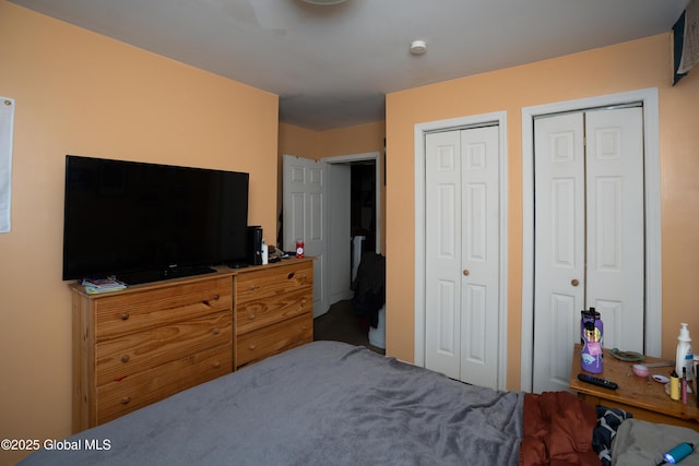 bedroom featuring two closets