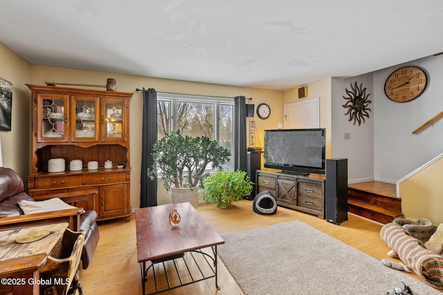 living room featuring light hardwood / wood-style floors