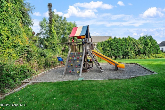 view of play area featuring a yard