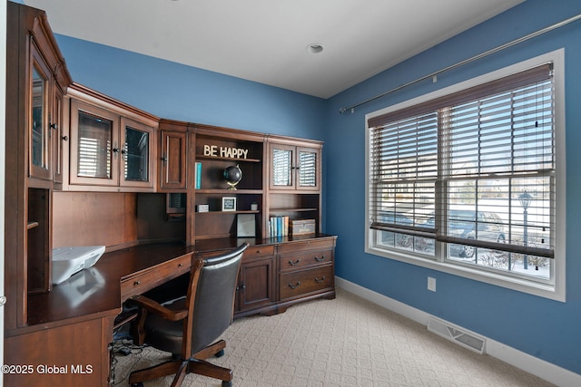 view of carpeted office space