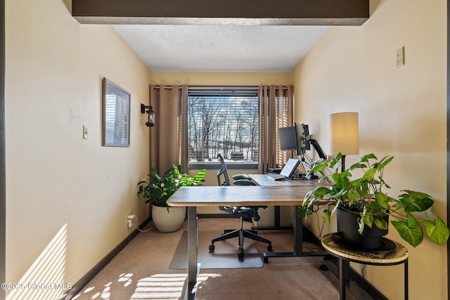 view of carpeted home office