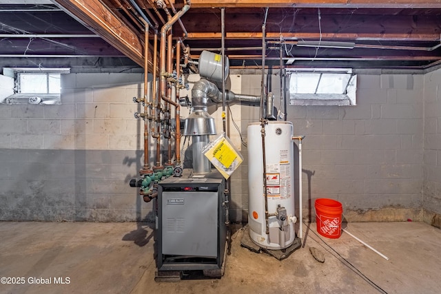 utility room featuring gas water heater