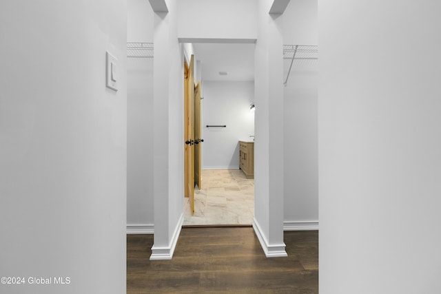 hall featuring dark hardwood / wood-style flooring