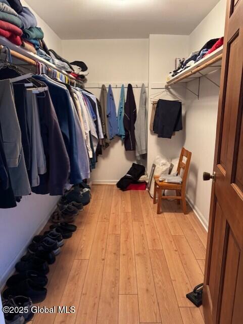 walk in closet featuring light wood-type flooring